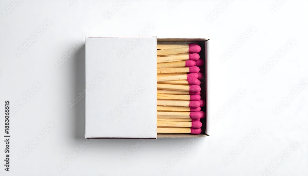 Fototapeta premium Matchsticks in a white matchbox.