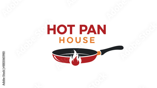 Red Frying Pan with Black Handle.