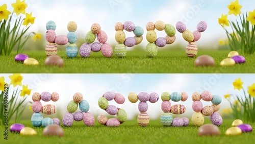 easter eggs on grass