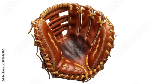 Tablou pe pânză Isolated baseball glove with traditional leather lacing is prepared for playing