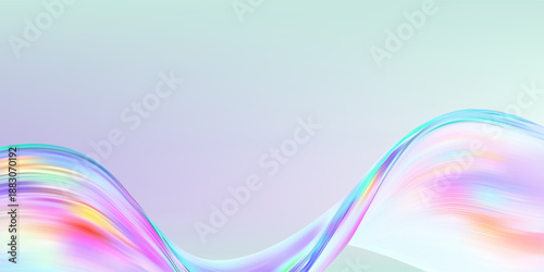 Abstract  holographic wave.Flow iridescent fluid.Dynamic spectrum ribbon.