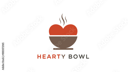 Hearty Bowl Logo with Heart Shaped Soup.