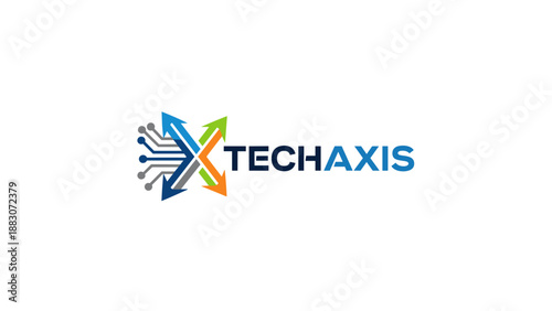 Techaxis Logo Design with Abstract Symbol.