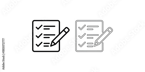 Checklist with pencil outline icons for task management and successful completion of duties
