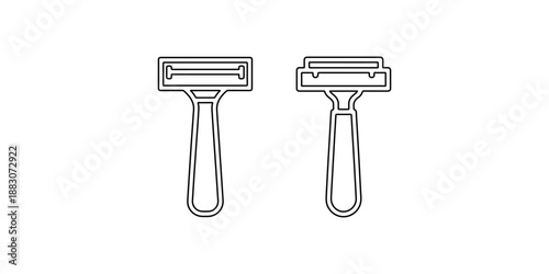 Shaving razor icons for personal hygiene grooming tool and smooth skin care routine representation