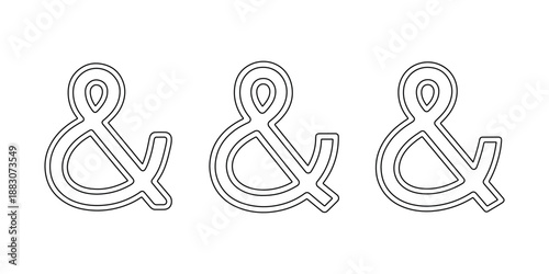 Ampersand symbols collection for design elements connecting words or ideas in typography and graphic design projects vector illustration