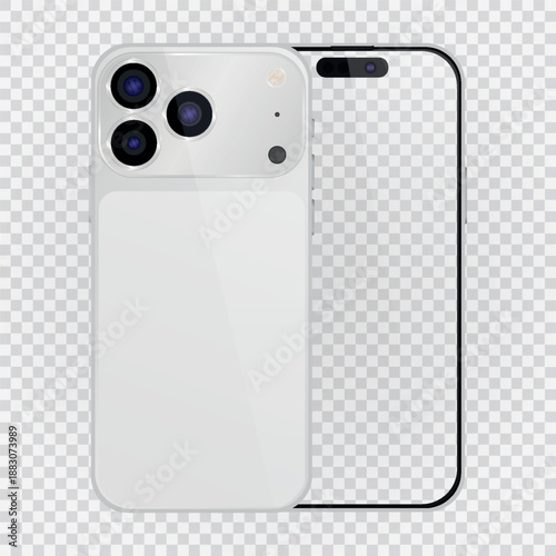 Vector realistic smartphone 17 pro. Realistic gadget set png. Vector electronic device with blank empty screen isolated on transparent background.