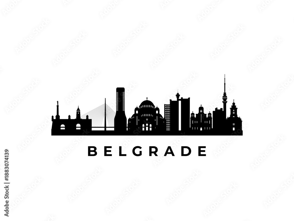 Fototapeta premium Vector Belgrade skyline. Travel Belgrade famous landmarks. Business and tourism concept for presentation, banner, web site.