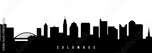Vector silhouette illustration of Columbus city urban skyline. Modern minimalist cityscape graphic, perfect for travel, banners or backgrounds.