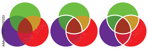 Venn Diagram Circles Infographic Chart for Business Strategy Presentation, Vector Design Elements