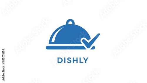 Blue Dishly Logo with Checkmark Symbol.