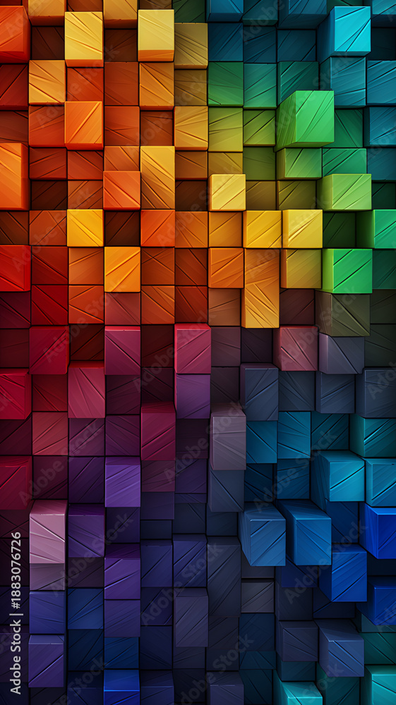 Fototapeta premium Multicolor rainbow abstract cubes geometric background