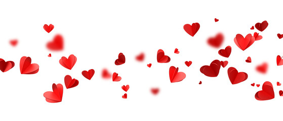 Red hearts flying background, Valentine's day greeting card concept, Mother day anniversary design on white