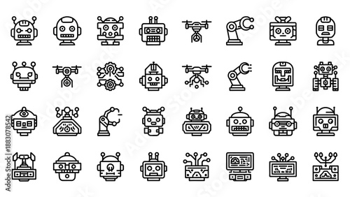 Collection of robot cartoon characters.
