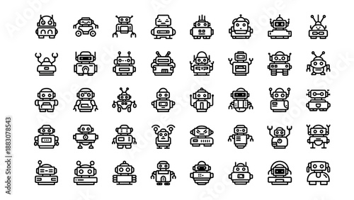 Collection of robot cartoon characters.