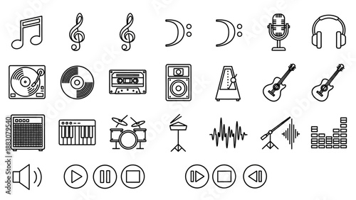 Collection of Music and Audio Icons.