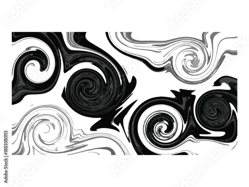 Directionally Conflicted Abstract Liquid Masses Black and White Vector