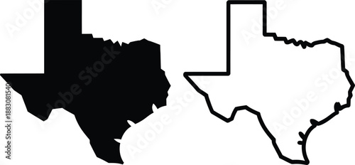 Texas map silhouettes