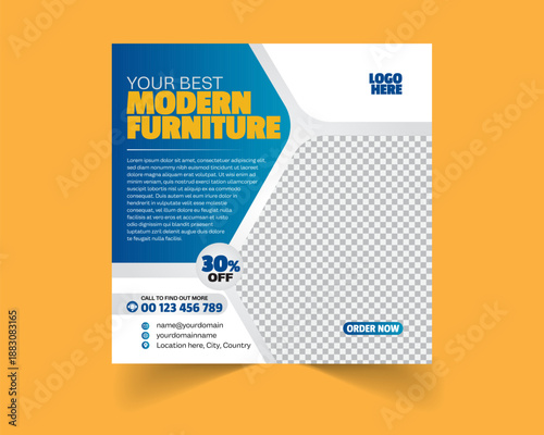 Modern furniture offer social media promotional post design