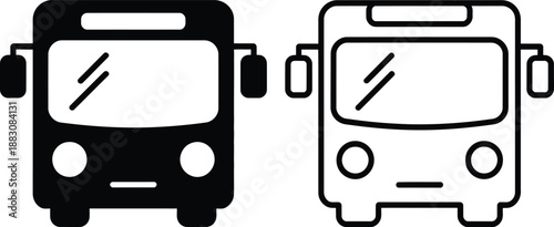 Two bus silhouettes facing forward