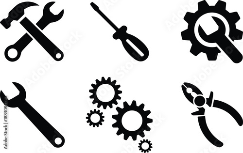Collection of various tools and gears for maintenance and repair