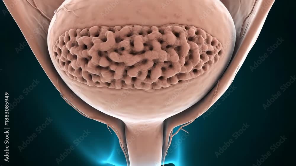 Bladder anatomy animation shows urethra and pelvic organ system ...