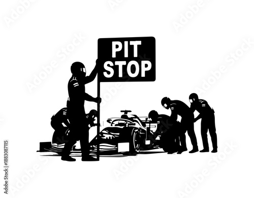 Pit Stop Team Working on Race Car