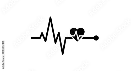 Heartbeat EKG Line with Heart Symbol and Pulse