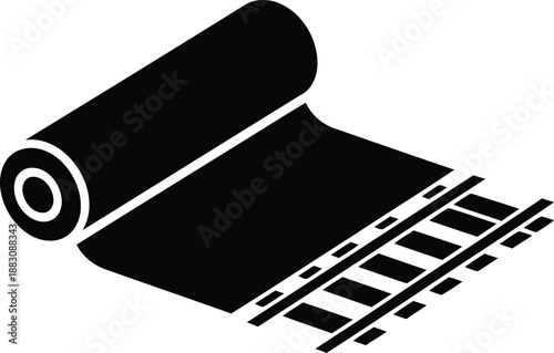 Railroad track construction isolated on white background, Vector