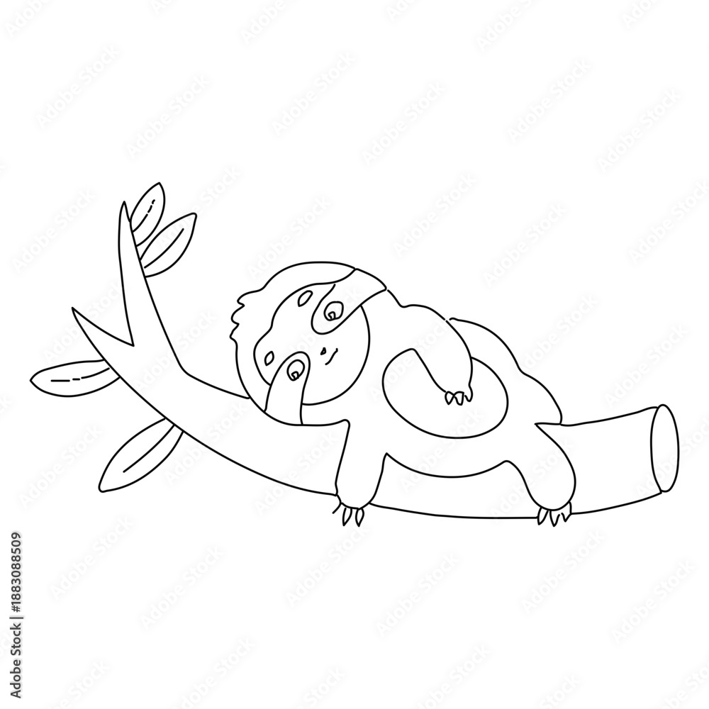 Obraz premium Sloth on a branch stroke