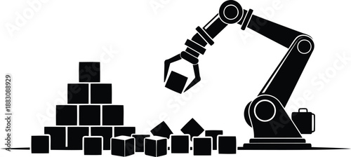 Automated block assembly isolated on white background, Vector