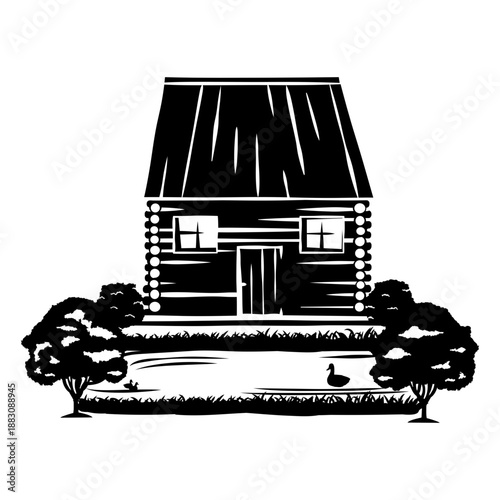 House in a lake silhouette