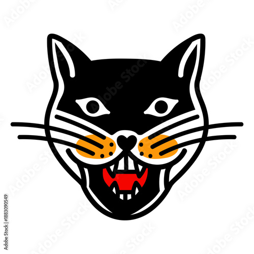 Cat tradditional tattoo