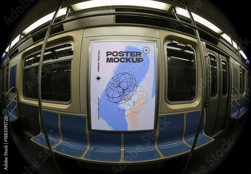 Urban Subway Interior With Bold Poster Advertisement Mockup