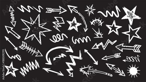 Set of hand drawn elements doodle comics isolated on white background. Speech bubbles with the words