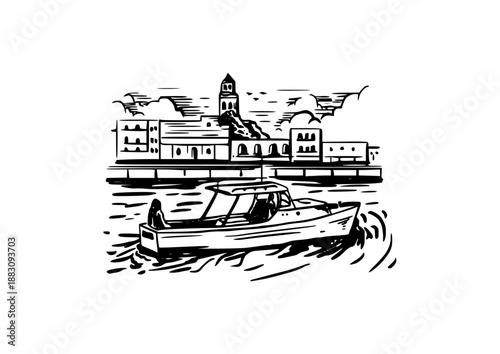 travel handdrawn logo illustration