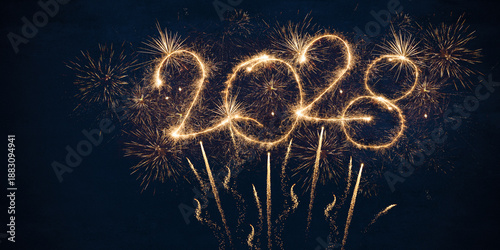 Canvas Print happy new year, new year's eve, silvester, new years eve, sparklers celebration