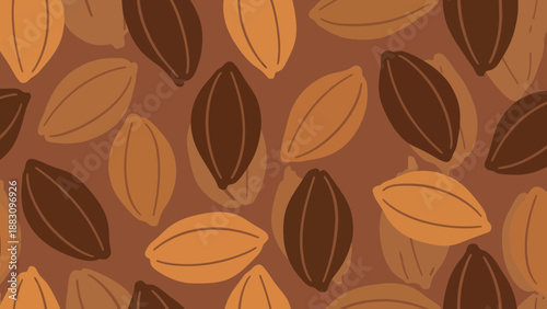 Seamless Pattern of Cocoa Beans in Shades of Brown