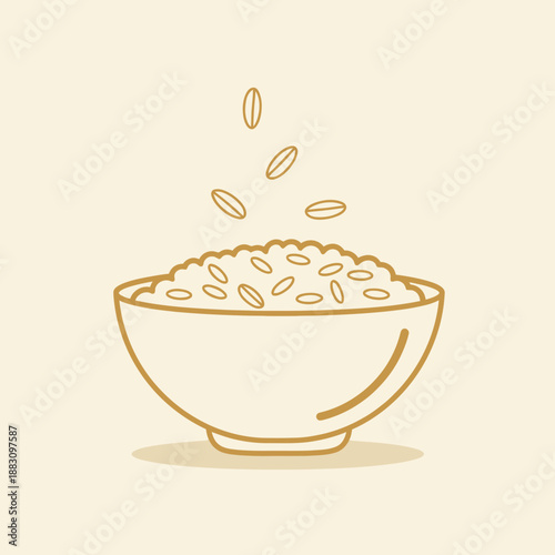 Minimalist Bowl Of Nourishing Grains Icon And Illustration Design For Culinary Projects