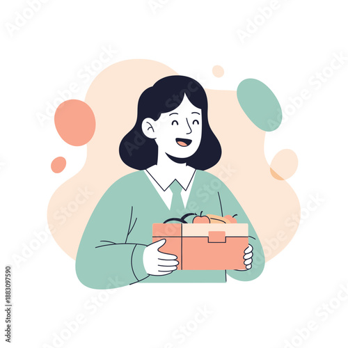 Joyful Person Receives a Gift, Expressing Happiness with Delightful Expression and Smile