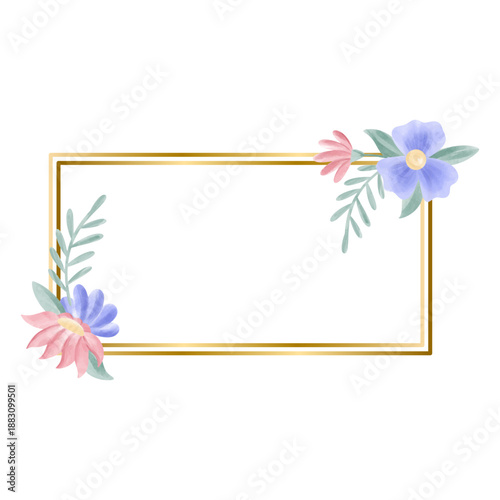 Floral watercolor rectangular frame