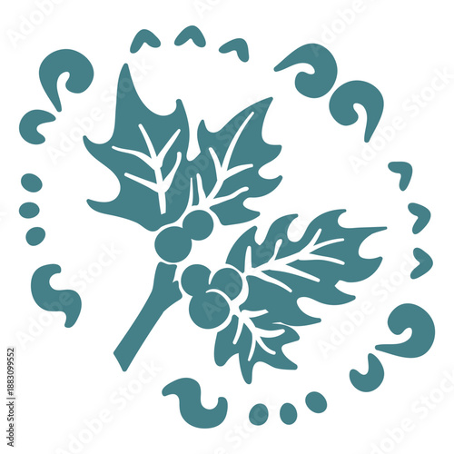 Mistletoe flat blue winter solstice