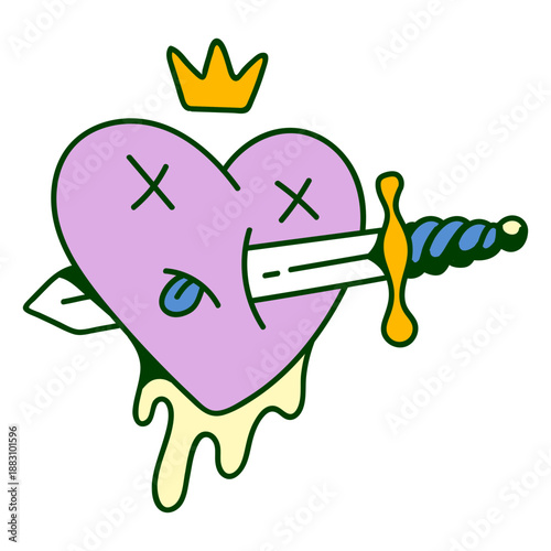 Anti valentines cartoon heart sword