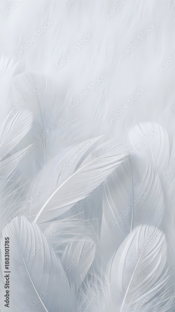 Obraz premium Close-up of white feathers, conveying a sense of softness and purity