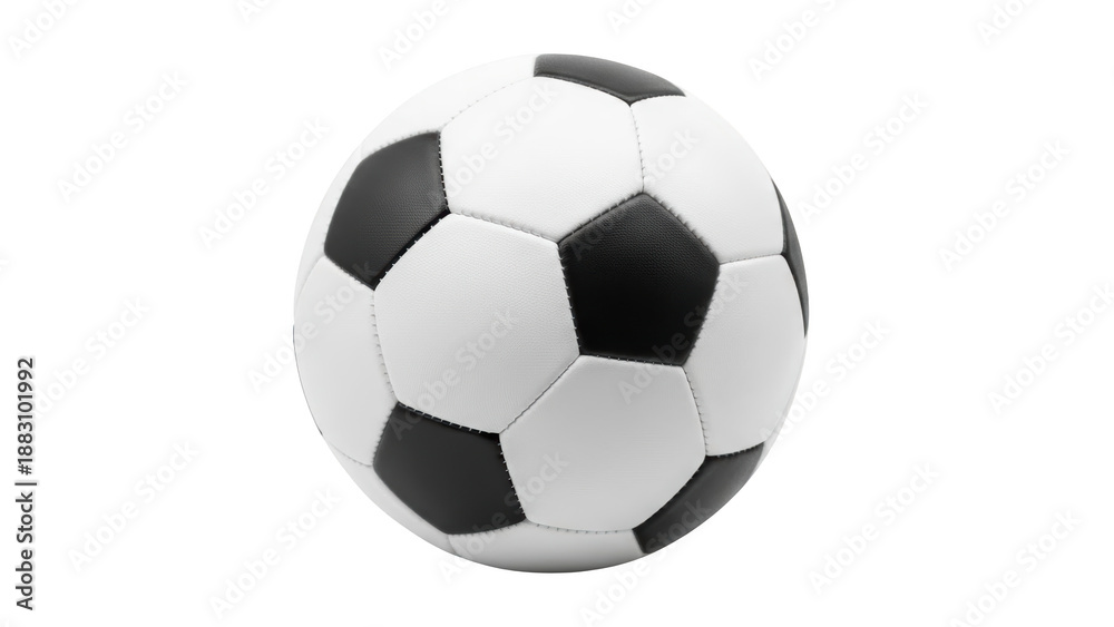 Fototapeta premium Classic black and white soccer ball isolated on a clean white background.