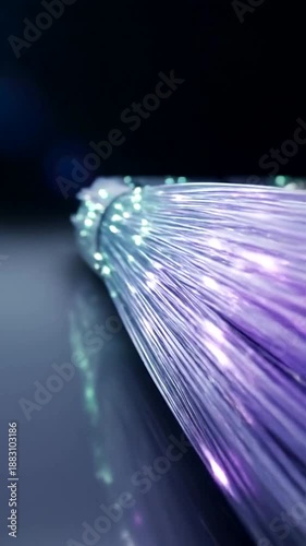 Fiber Optic Cables Transmitting Data and Light Signals for High-Speed Internet and Communication Networks.