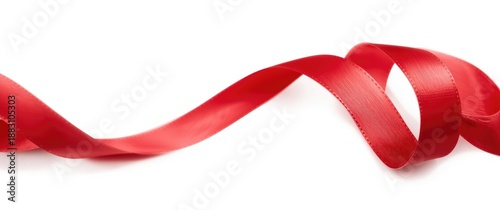Clipping path of red ribbon on white background