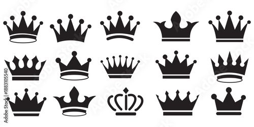 Crown icon set. Royal crown symbol collection. line crown icon. vector illustration