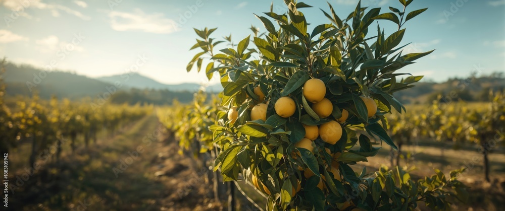 Obraz premium Tuscan Vineyard Featuring a Lemon Tree