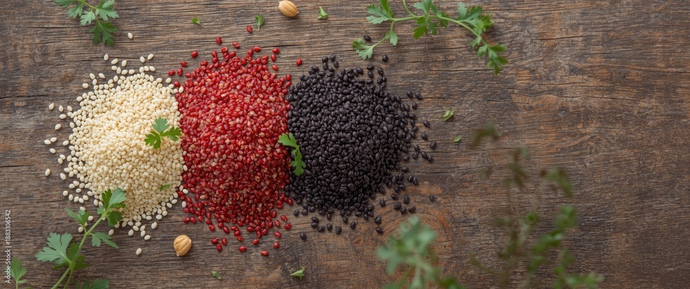 Fototapeta premium Three different Quinoa varieties blend